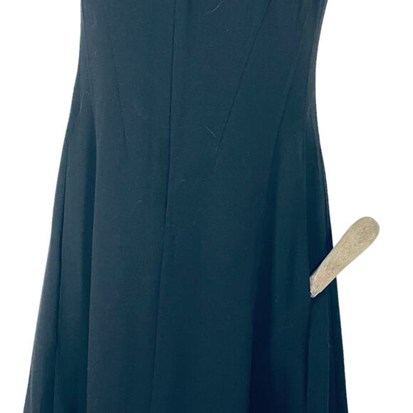 Cos Flared Midi Minimalist Fit & Flare Dress in Black Sz 2 Sleeveless w Pockets - Picture 6 of 9